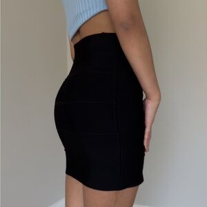 Ribbed High Waisted Pencil Skirt - Black
